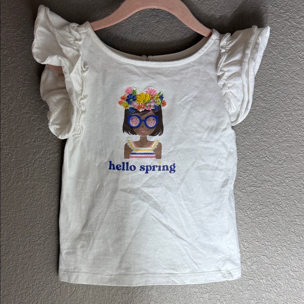 Janie and Jack White Tee with Floral Graphic